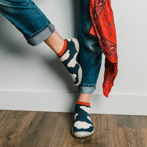 נעלי גרב Sliper Socks עם סוליית גומי בדוגמת עננים